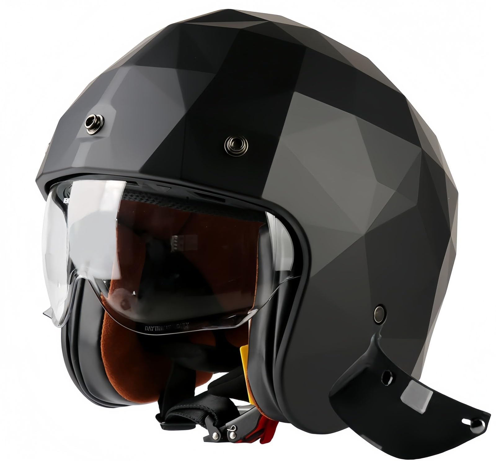 3/4-Motorradhelm, Jethelm, Mopedhelm, ECE-Geprüfter Motorradhelm Mit Sonnenblende, Schnellverschluss J,L57-58CM von BDBRHFG