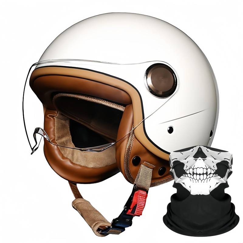 3/4 Offener Motorradhelm Schutzbrille Komfortfutter Ohrenschützer ECE-Zertifizierung Sturzhelm Roller Fahrrad Chopper Helm Erwachsene Männer Frauen C,M58-59CM von BDBRHFG