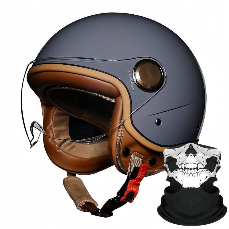 3/4 Offener Motorradhelm Schutzbrille Komfortfutter Ohrenschützer ECE-Zertifizierung Sturzhelm Roller Fahrrad Chopper Helm Erwachsene Männer Frauen D,L60-61CM von BDBRHFG