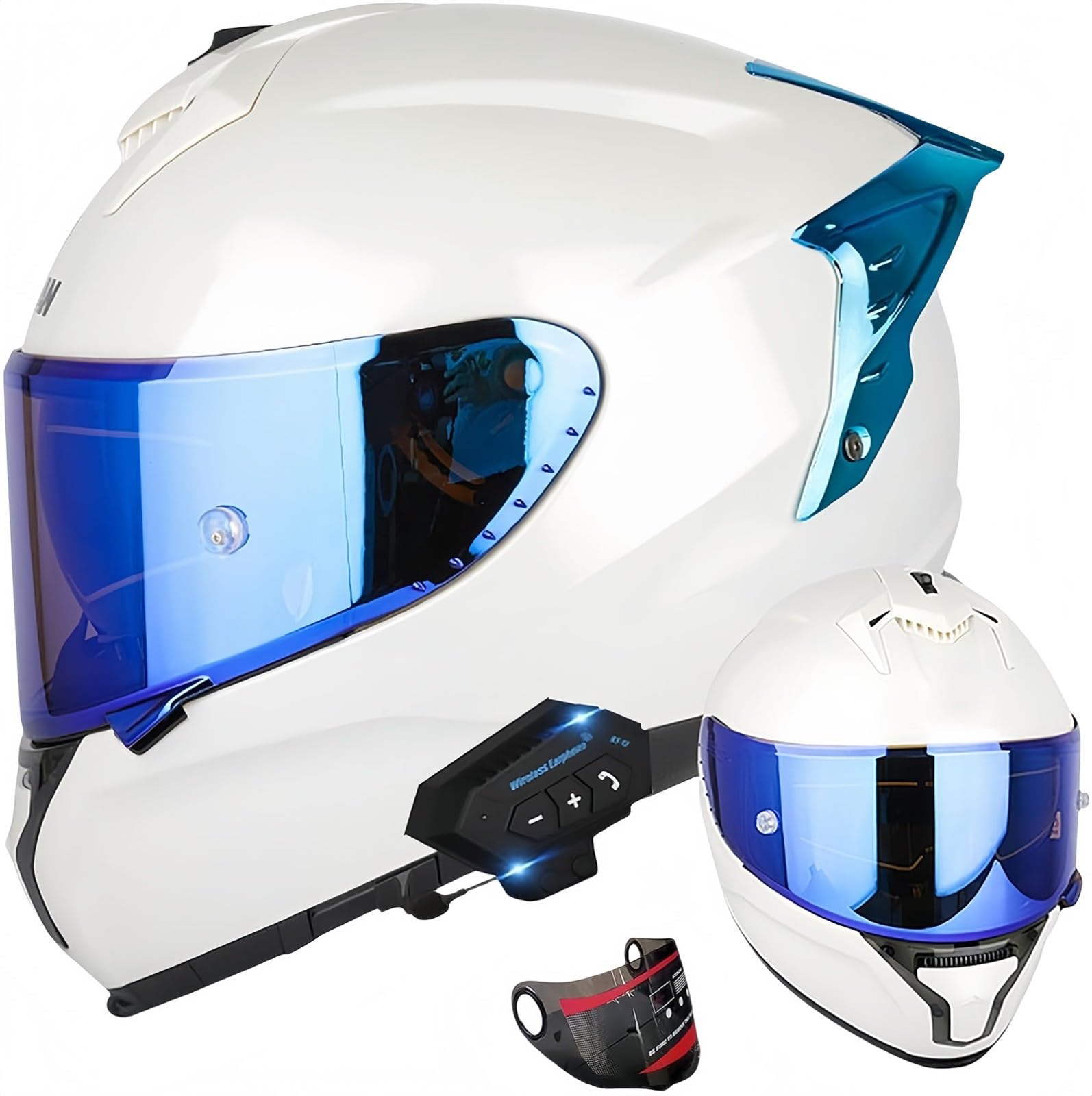 Bluetooth-Motorradhelm, Modularer Klapphelm Für Herren Mit Antibeschlag-Doppelvisier, ECE-Zugelassene Motorradhelme Für Männer Und Frauen D,M56-57CM von BDBRHFG