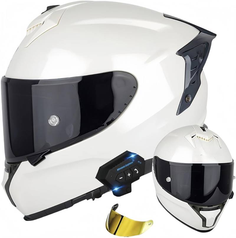 Bluetooth-Motorradhelm, Modularer Klapphelm Für Herren Mit Antibeschlag-Doppelvisier, ECE-Zugelassene Motorradhelme Für Männer Und Frauen F,M56-57CM von BDBRHFG