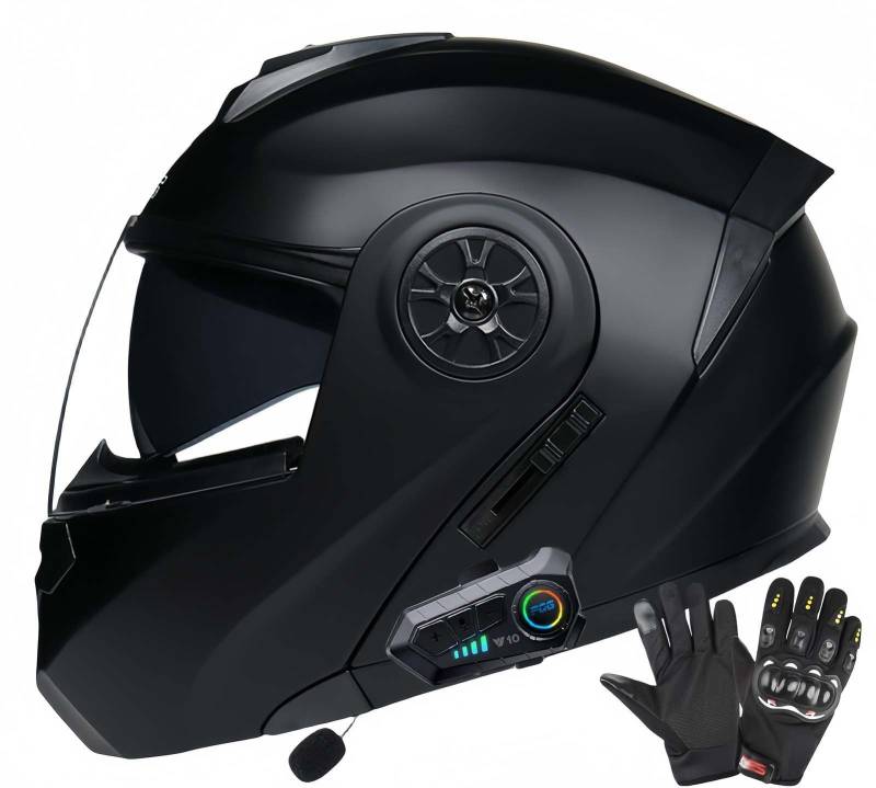 ECE-Zugelassene Motorrad-Bluetooth-Helme Für Erwachsene, Doppelvisierhelme, Integrierter Doppellautsprecher Mit Mikrofon, Für Erwachsene Männer Und Frauen A,M57-58CM von BDBRHFG