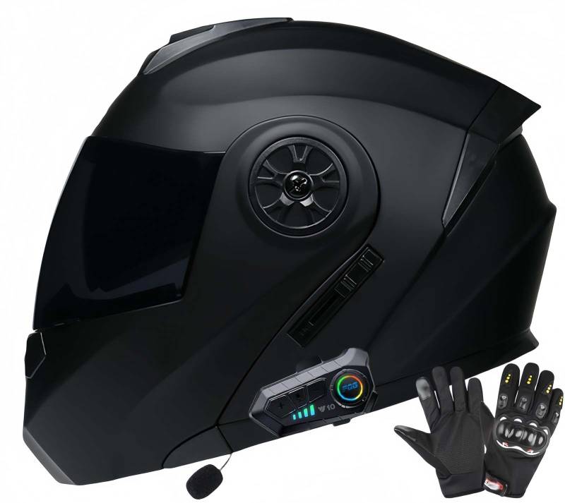 ECE-Zugelassene Motorrad-Bluetooth-Helme Für Erwachsene, Doppelvisierhelme, Integrierter Doppellautsprecher Mit Mikrofon, Für Erwachsene Männer Und Frauen B,L59-60CM von BDBRHFG