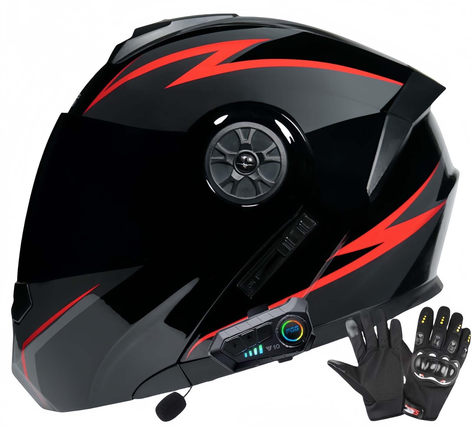 ECE-Zugelassene Motorrad-Bluetooth-Helme Für Erwachsene, Doppelvisierhelme, Integrierter Doppellautsprecher Mit Mikrofon, Für Erwachsene Männer Und Frauen M,L59-60CM von BDBRHFG