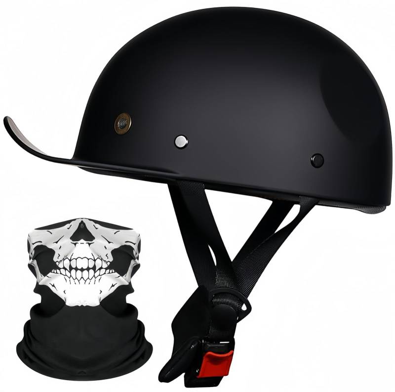 Halbschalenhelm Motorradhelm DOT/ECE-Zulassung Baseball Cap Retro Motorrad Halbhelm Männer Frauen Mofa Helm Cruiser Chopper Scooter Helm A,M51-52CM von BDBRHFG