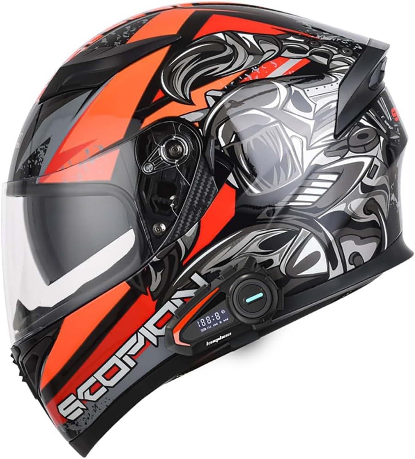 Integralhelm, Motorrad-Bluetooth-Helm ECE-Geprüft, Hochbeständige Schale, Atmungsaktiv Und Bequem Für Erwachsene, Damen Und Herren Mit Doppelvisier G,L59-60CM von BDBRHFG