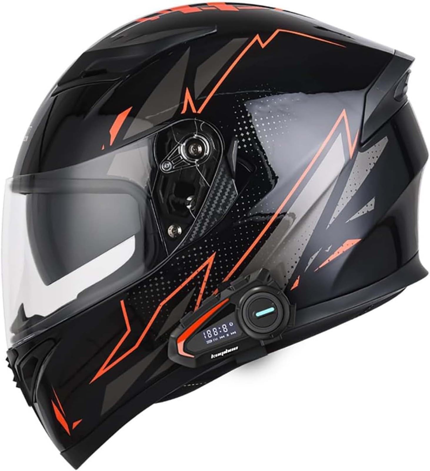 Integralhelm, Motorrad-Bluetooth-Helm ECE-Geprüft, Hochbeständige Schale, Atmungsaktiv Und Bequem Für Erwachsene, Damen Und Herren Mit Doppelvisier H,L59-60CM von BDBRHFG