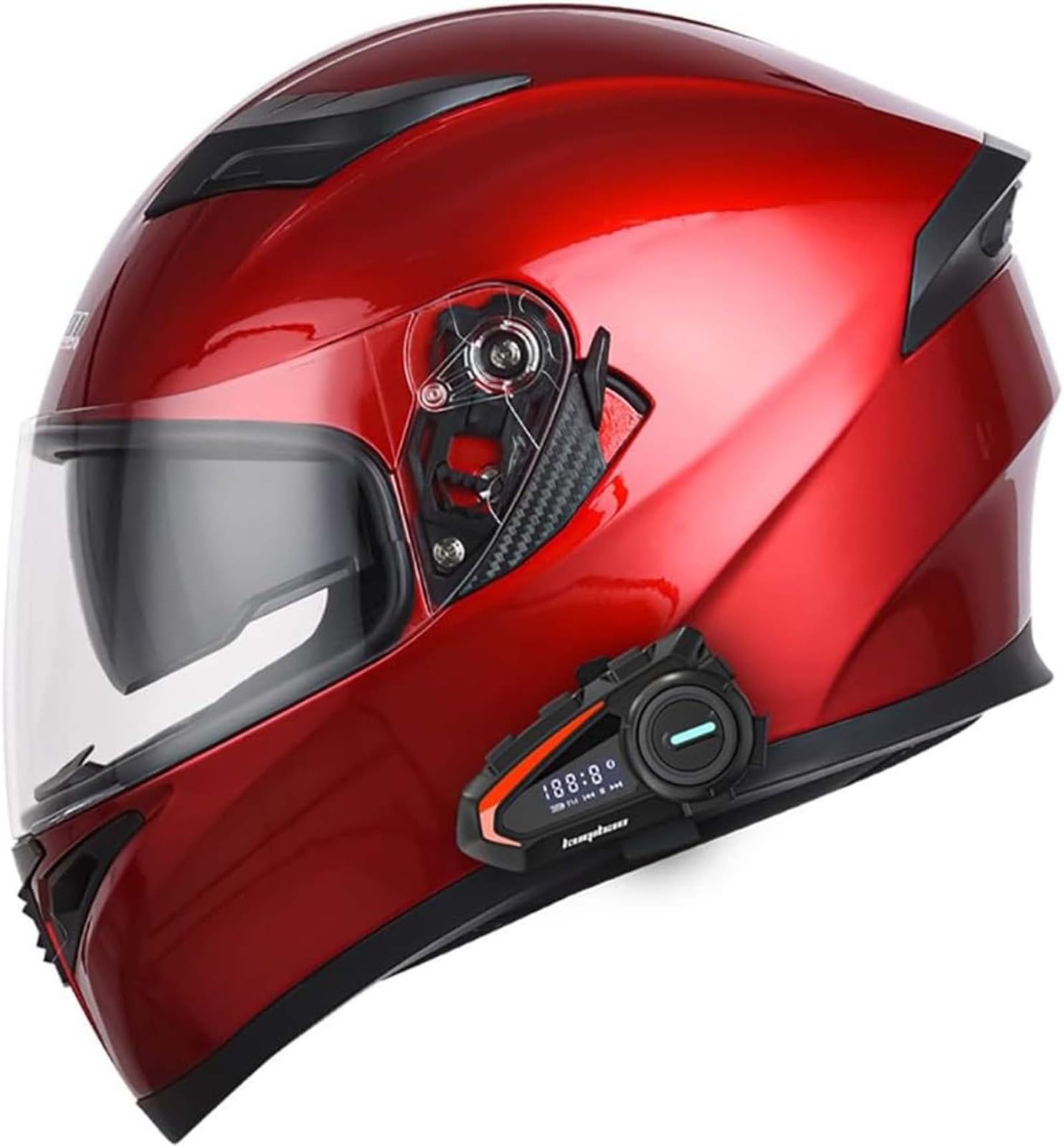 Integralhelm, Motorrad-Bluetooth-Helm ECE-Geprüft, Hochbeständige Schale, Atmungsaktiv Und Bequem Für Erwachsene, Damen Und Herren Mit Doppelvisier I,L59-60CM von BDBRHFG