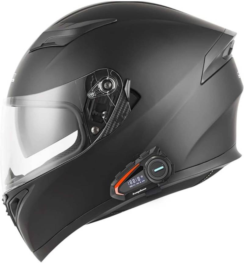 Integralhelm, Motorrad-Bluetooth-Helm ECE-Geprüft, Hochbeständige Schale, Atmungsaktiv Und Bequem Für Erwachsene, Damen Und Herren Mit Doppelvisier L,L59-60CM von BDBRHFG