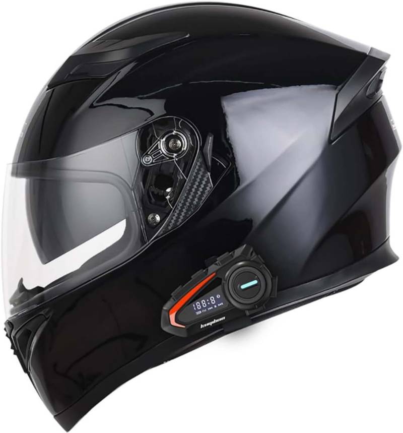 Integralhelm, Motorrad-Bluetooth-Helm ECE-Geprüft, Hochbeständige Schale, Atmungsaktiv Und Bequem Für Erwachsene, Damen Und Herren Mit Doppelvisier O,L59-60CM von BDBRHFG