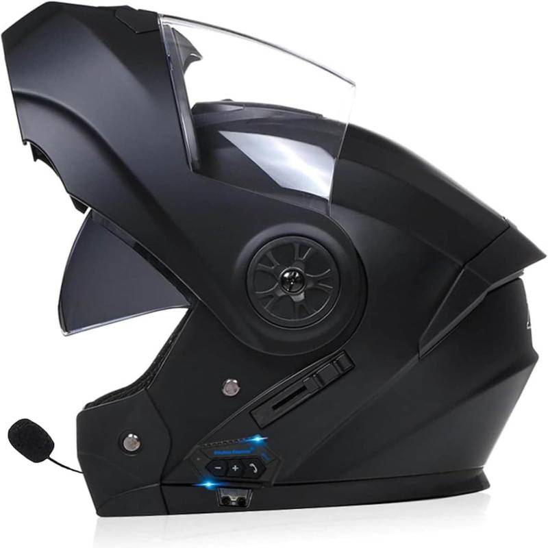 Integrierter Modularer Bluetooth-Motorradhelm Für Damen Und Herren, Integralhelme, Klapphelm Mit Doppelvisier-Motorradhelmen, DOT/ECE-Geprüft B,L 59~60CM von BDBRHFG