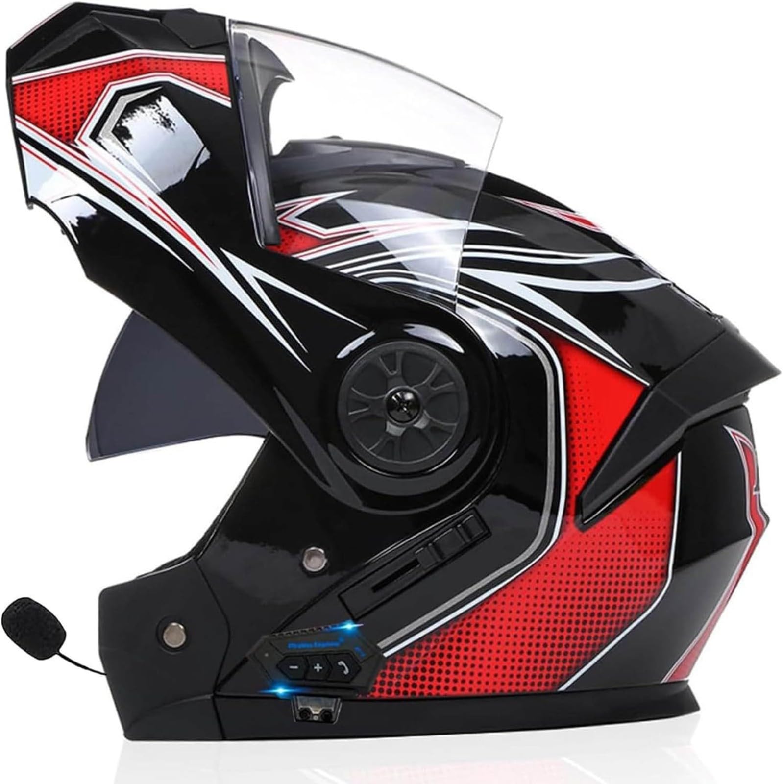 Integrierter Modularer Bluetooth-Motorradhelm Für Damen Und Herren, Integralhelme, Klapphelm Mit Doppelvisier-Motorradhelmen, DOT/ECE-Geprüft F,M 57~58CM von BDBRHFG