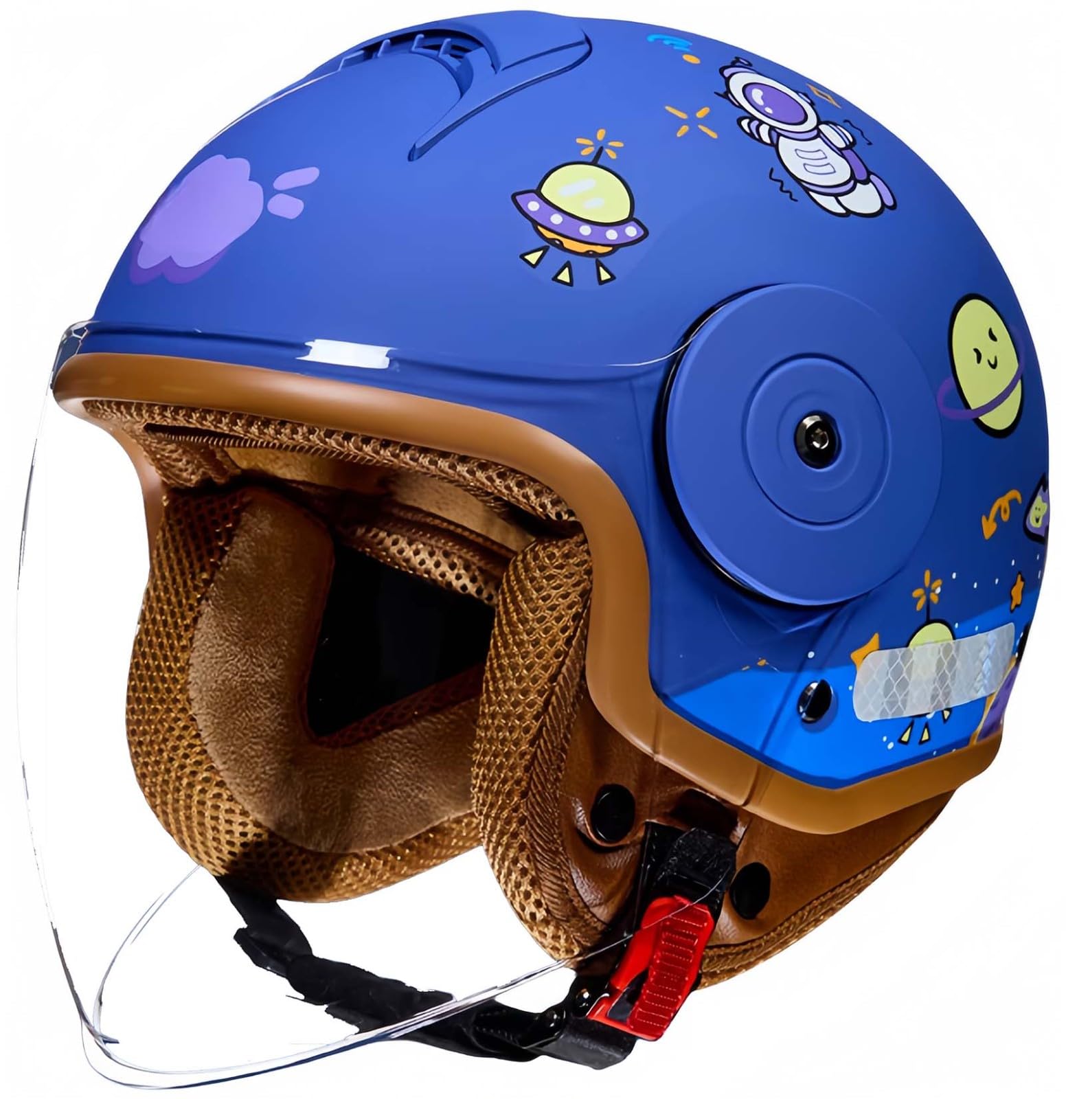 Kinder-Motorradhelme, Kinder-Jet-Helm, Roller-Helm Für 4–12 Jahre Alte Jungen Und Mädchen Mit Visier, Elektrischer Helm A,48~58cm von BDBRHFG