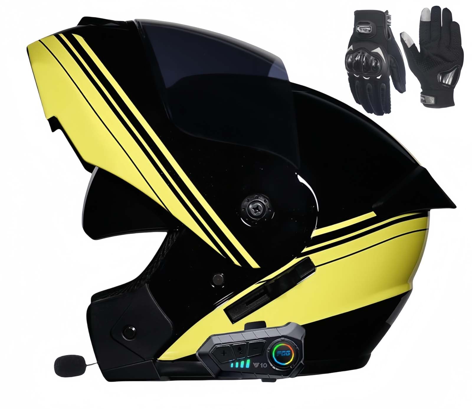 Modularer Bluetooth-Motorradhelm Für Erwachsene, ECE-Geprüft, Beschlagfrei Und Integriertes Doppelvisier, Integrierter Doppellautsprecher, Motorrad Für Männer Und Frauen B,S55-56CM von BDBRHFG