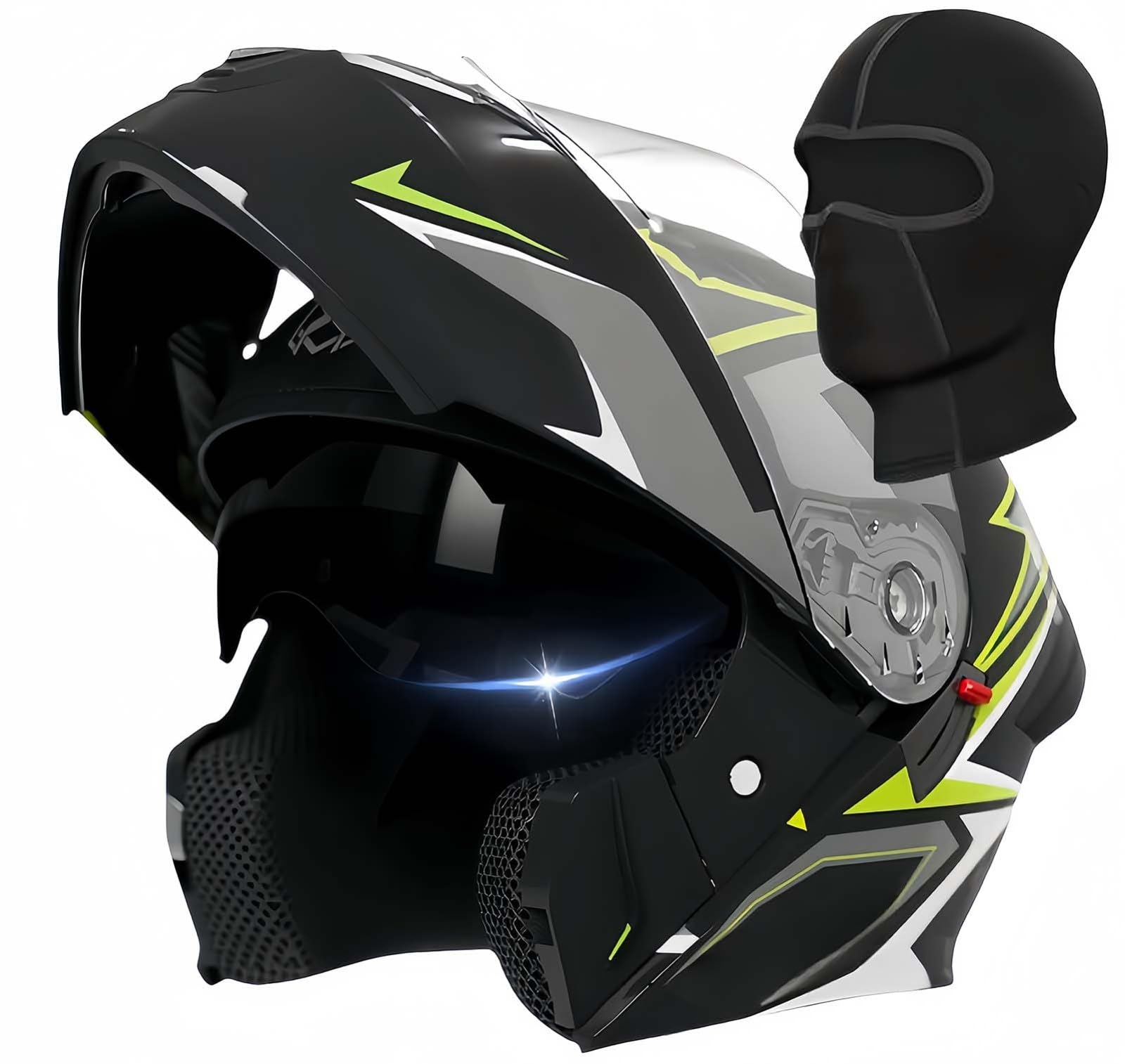 Modularer Hochklappbarer Motorradhelm Für Erwachsene, Männer Und Frauen, ECE-Zugelassener Motorradhelm Mit Getöntem Und Klarem Visier Für Street Scooter A,54-61CM von BDBRHFG