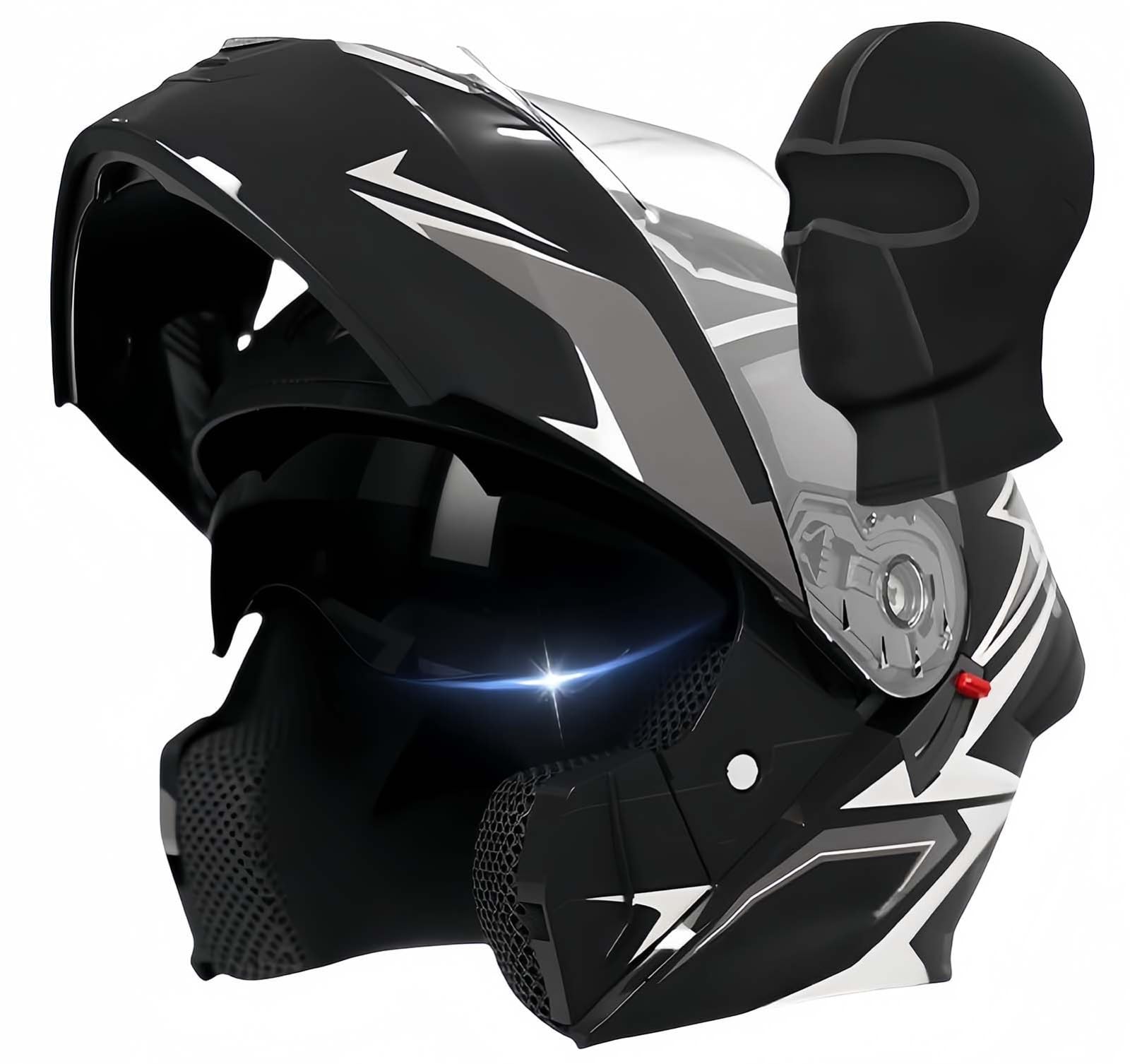 Modularer Hochklappbarer Motorradhelm Für Erwachsene, Männer Und Frauen, ECE-Zugelassener Motorradhelm Mit Getöntem Und Klarem Visier Für Street Scooter B,54-61CM von BDBRHFG