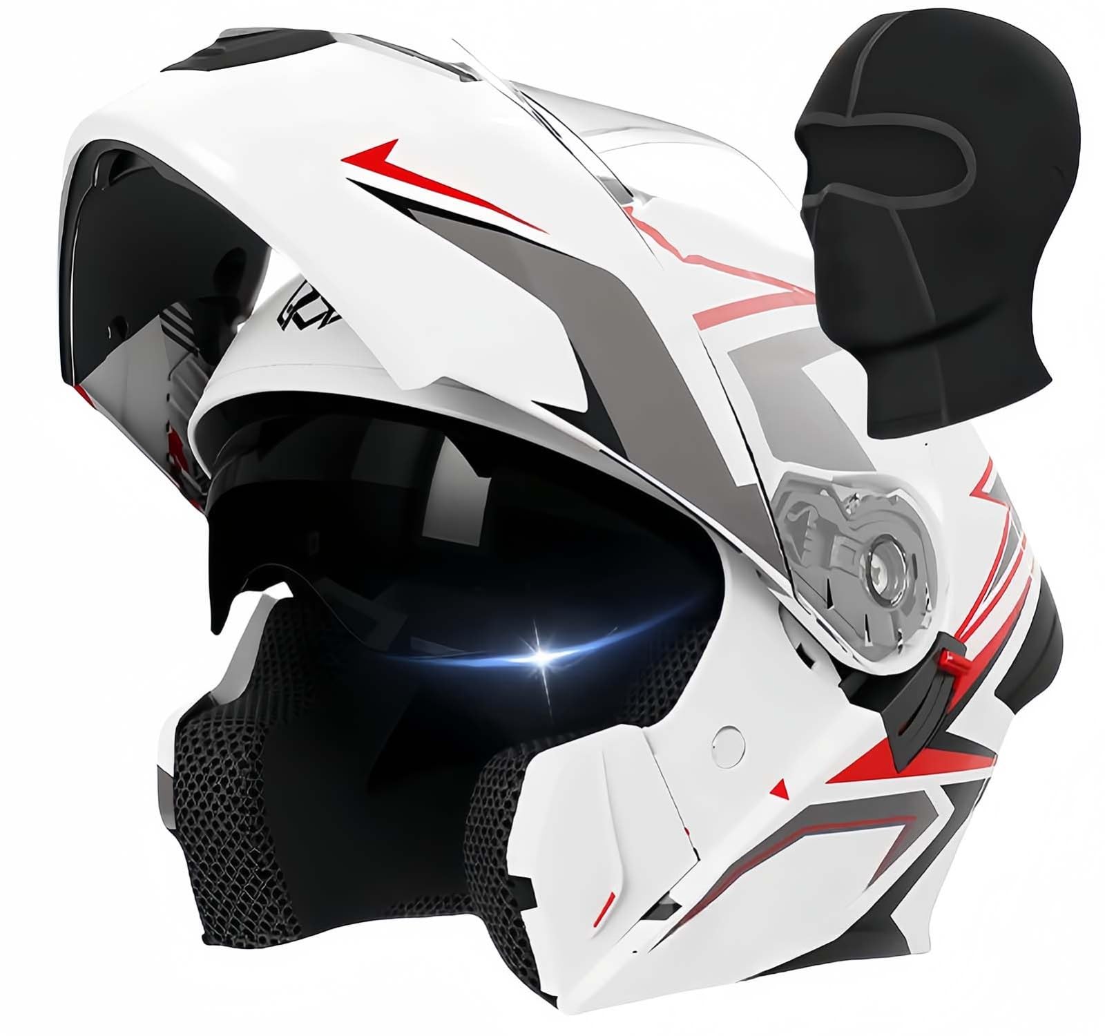 Modularer Hochklappbarer Motorradhelm Für Erwachsene, Männer Und Frauen, ECE-Zugelassener Motorradhelm Mit Getöntem Und Klarem Visier Für Street Scooter C,54-61CM von BDBRHFG