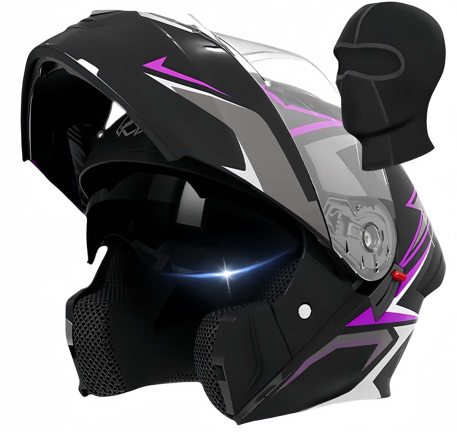 Modularer Hochklappbarer Motorradhelm Für Erwachsene, Männer Und Frauen, ECE-Zugelassener Motorradhelm Mit Getöntem Und Klarem Visier Für Street Scooter E,54-61CM von BDBRHFG