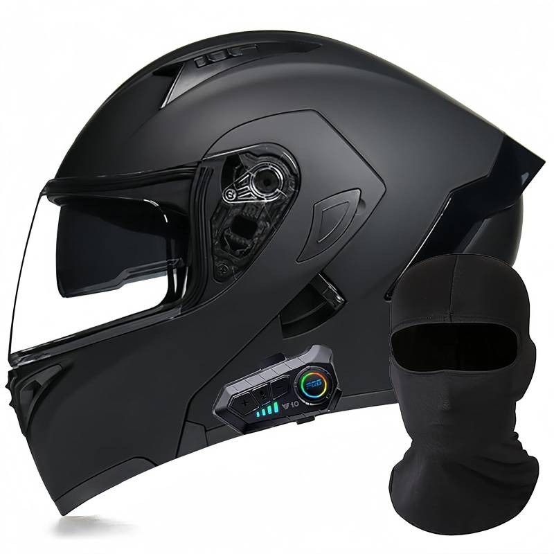 Modularer Motorrad-Bluetooth-Helm, DOT/ECE-Zugelassener, Hochklappbarer, Integrierter Motorradhelm Für Männer Und Frauen Mit Doppelvisier, Integriertem Dual-Lautsprecher 2,L59 ~ 60cm von BDBRHFG