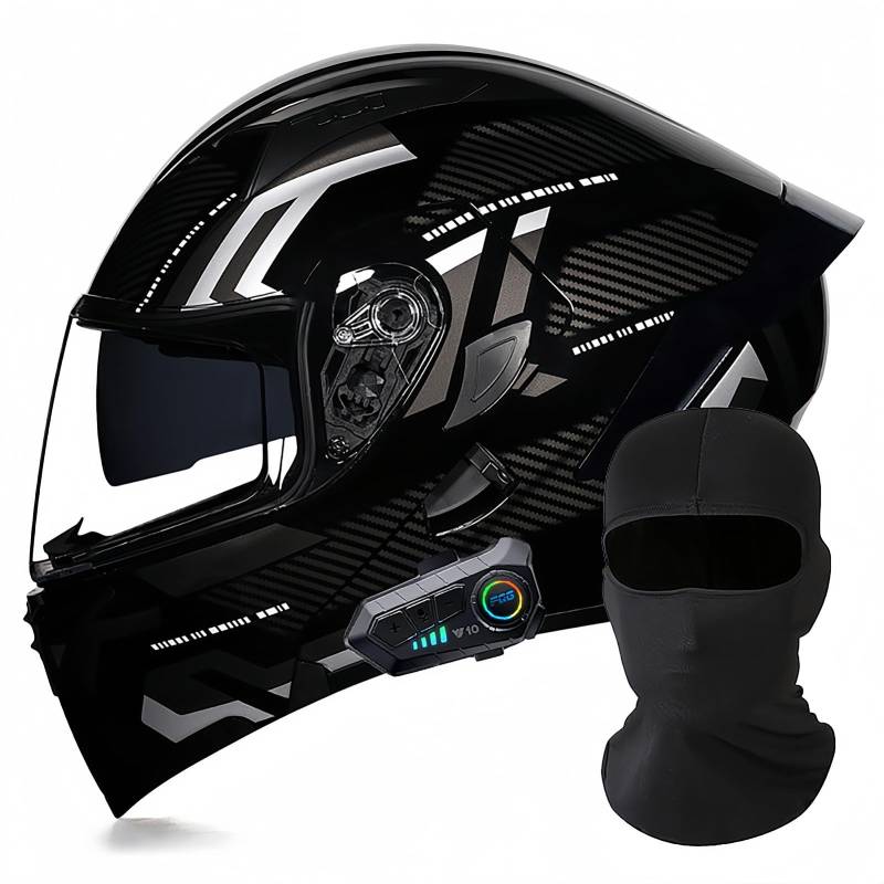 Modularer Motorrad-Bluetooth-Helm, DOT/ECE-Zugelassener, Hochklappbarer, Integrierter Motorradhelm Für Männer Und Frauen Mit Doppelvisier, Integriertem Dual-Lautsprecher 21,L59 ~ 60cm von BDBRHFG