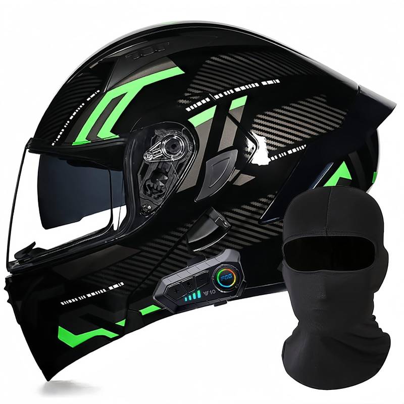 Modularer Motorrad-Bluetooth-Helm, DOT/ECE-Zugelassener, Hochklappbarer, Integrierter Motorradhelm Für Männer Und Frauen Mit Doppelvisier, Integriertem Dual-Lautsprecher 25,XL61 ~ 62cm von BDBRHFG