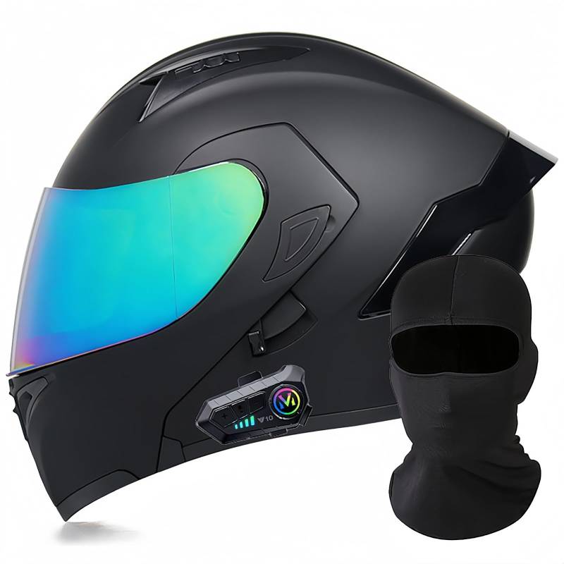 Modularer Motorrad-Bluetooth-Helm, DOT/ECE-Zugelassener, Hochklappbarer, Integrierter Motorradhelm Für Männer Und Frauen Mit Doppelvisier, Integriertem Dual-Lautsprecher 3,M57 ~ 58cm von BDBRHFG