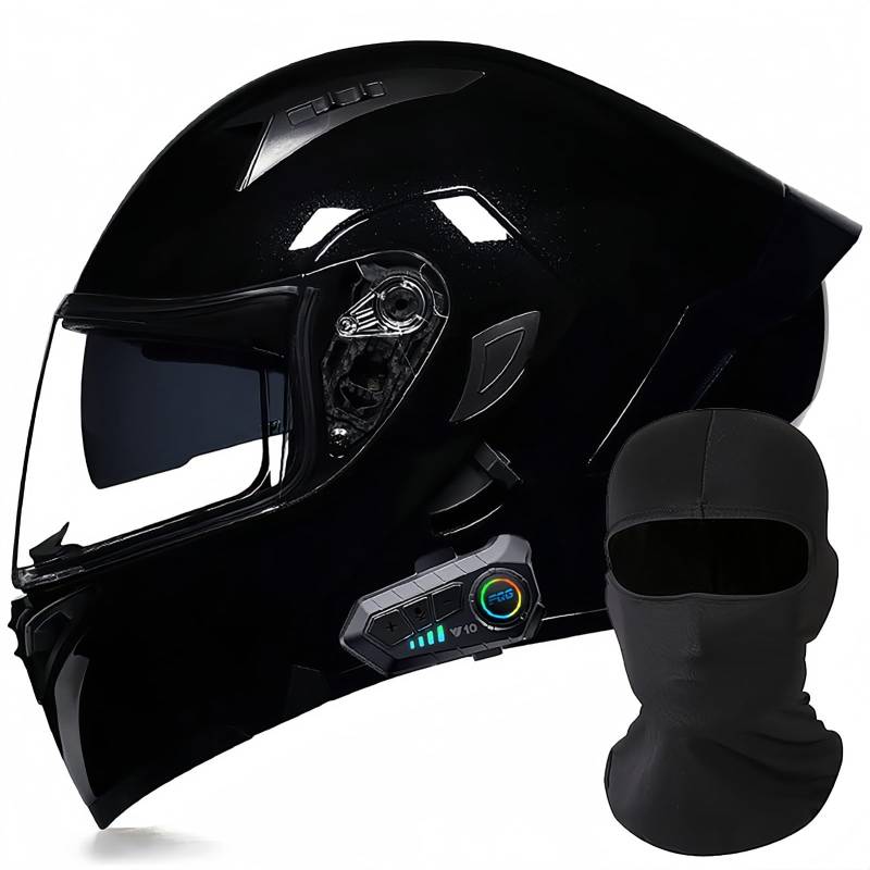 Modularer Motorrad-Bluetooth-Helm, DOT/ECE-Zugelassener, Hochklappbarer, Integrierter Motorradhelm Für Männer Und Frauen Mit Doppelvisier, Integriertem Dual-Lautsprecher 4,M57 ~ 58cm von BDBRHFG