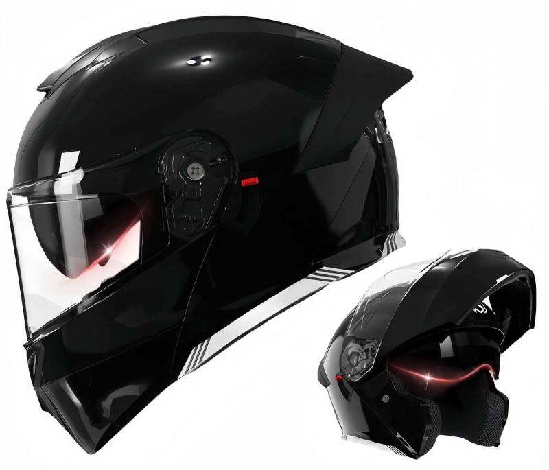 Modularer Motorradhelm, Beschlagfrei, Doppelvisier, Vollgesichts-Klapphelm Für Motorrad, Lokomotive, ECE-Zulassung Für Alle Jahreszeiten A,54-61CM von BDBRHFG