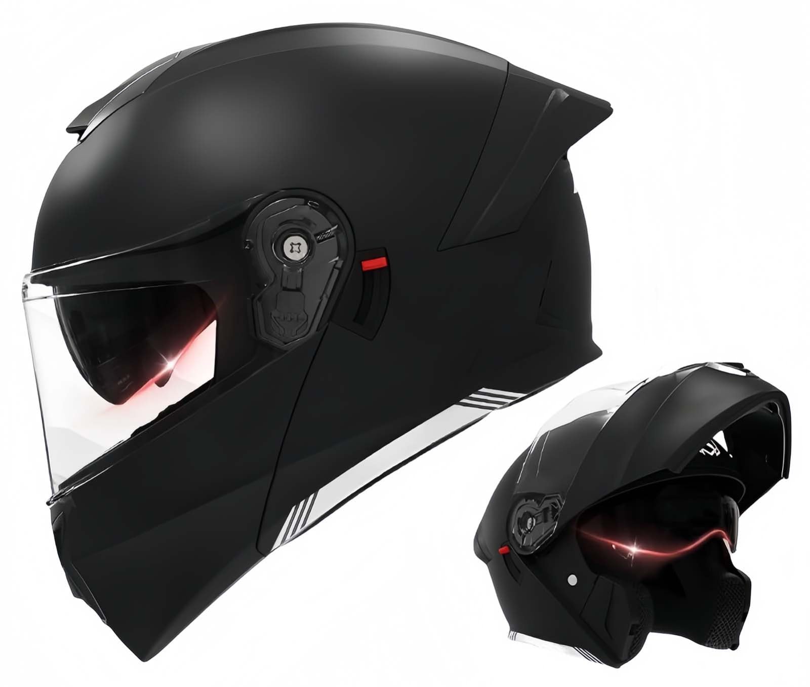 Modularer Motorradhelm, Beschlagfrei, Doppelvisier, Vollgesichts-Klapphelm Für Motorrad, Lokomotive, ECE-Zulassung Für Alle Jahreszeiten B,54-61CM von BDBRHFG