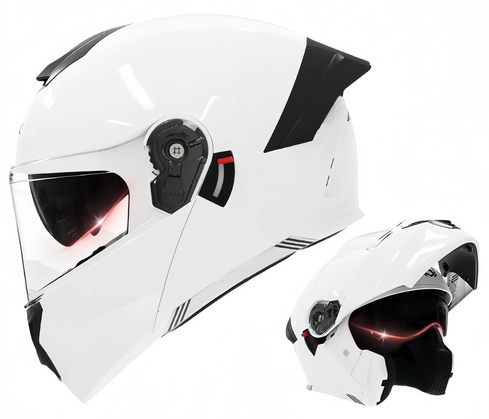 Modularer Motorradhelm, Beschlagfrei, Doppelvisier, Vollgesichts-Klapphelm Für Motorrad, Lokomotive, ECE-Zulassung Für Alle Jahreszeiten C,54-61CM von BDBRHFG