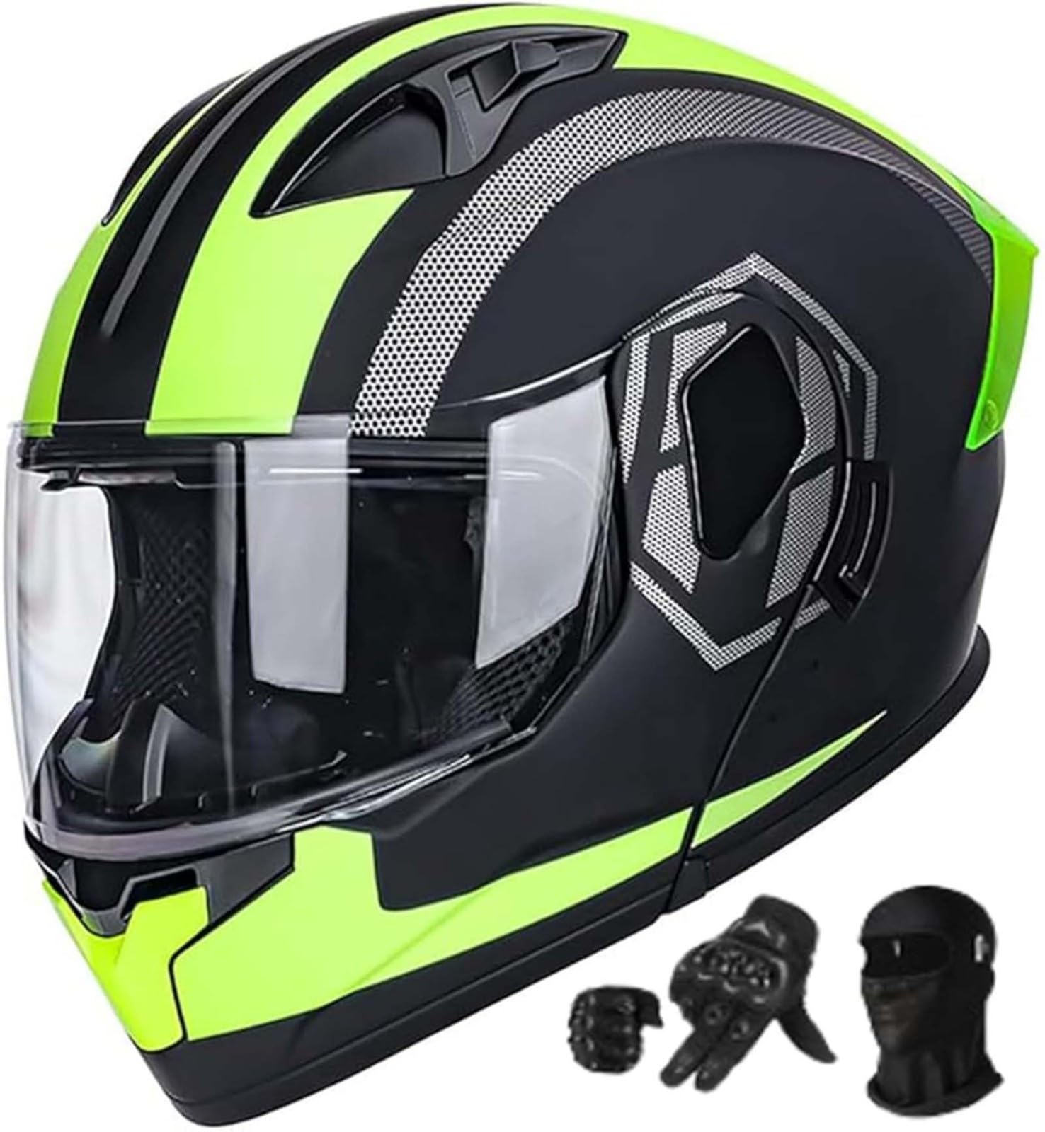 Modularer Motorradhelm, ECE-Geprüfter Integralhelm Mit Klappvisier, Integralhelm Für Motorräder Mit Herren A,L59-60CM von BDBRHFG