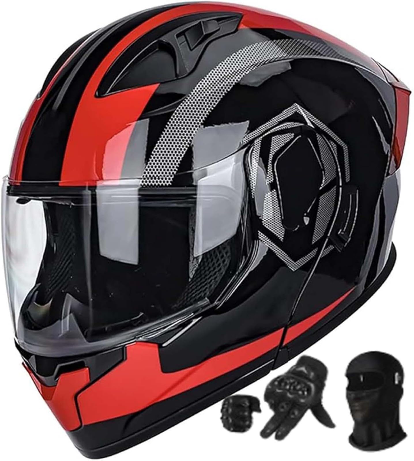 Modularer Motorradhelm, ECE-Geprüfter Integralhelm Mit Klappvisier, Integralhelm Für Motorräder Mit Herren B,M57-58CM von BDBRHFG