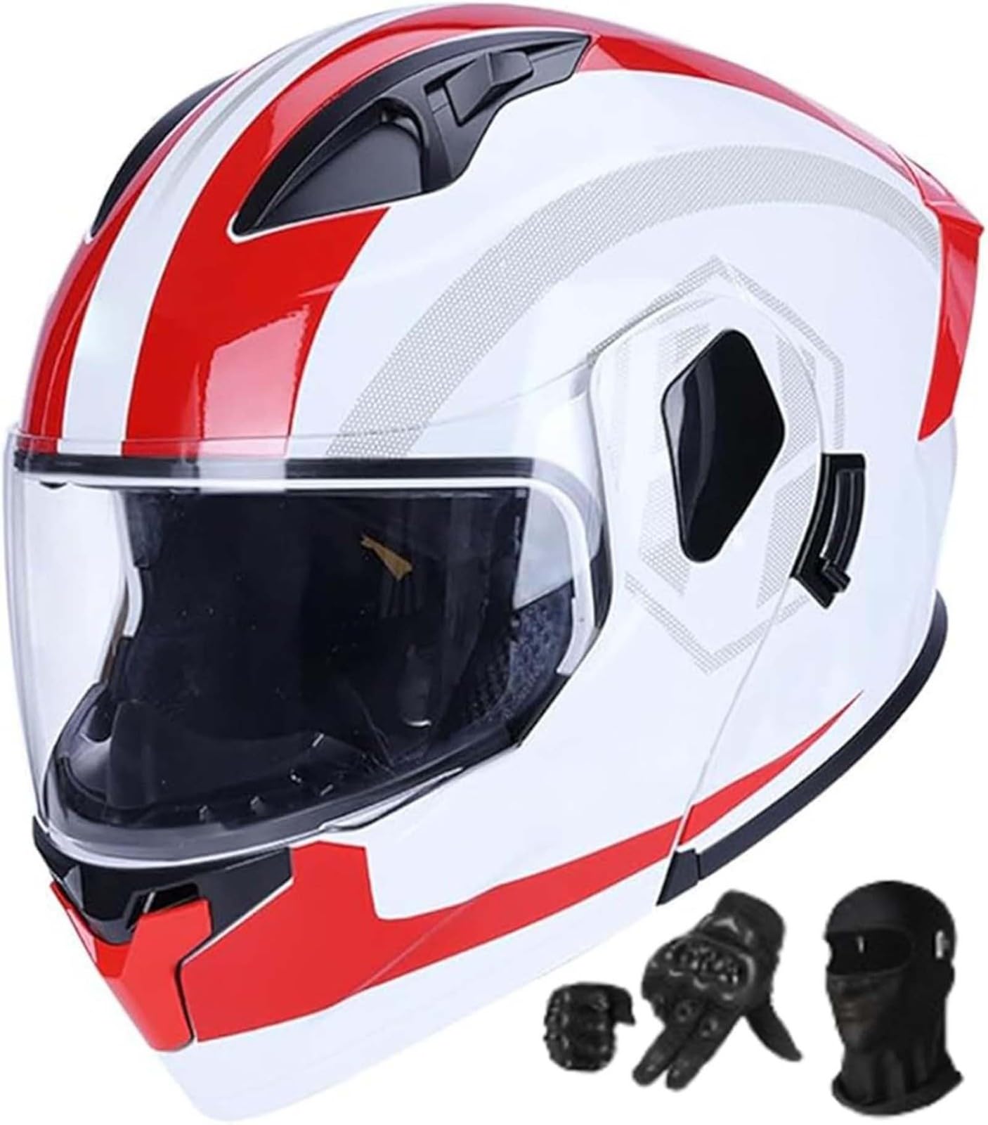 Modularer Motorradhelm, ECE-Geprüfter Integralhelm Mit Klappvisier, Integralhelm Für Motorräder Mit Herren C,M57-58CM von BDBRHFG