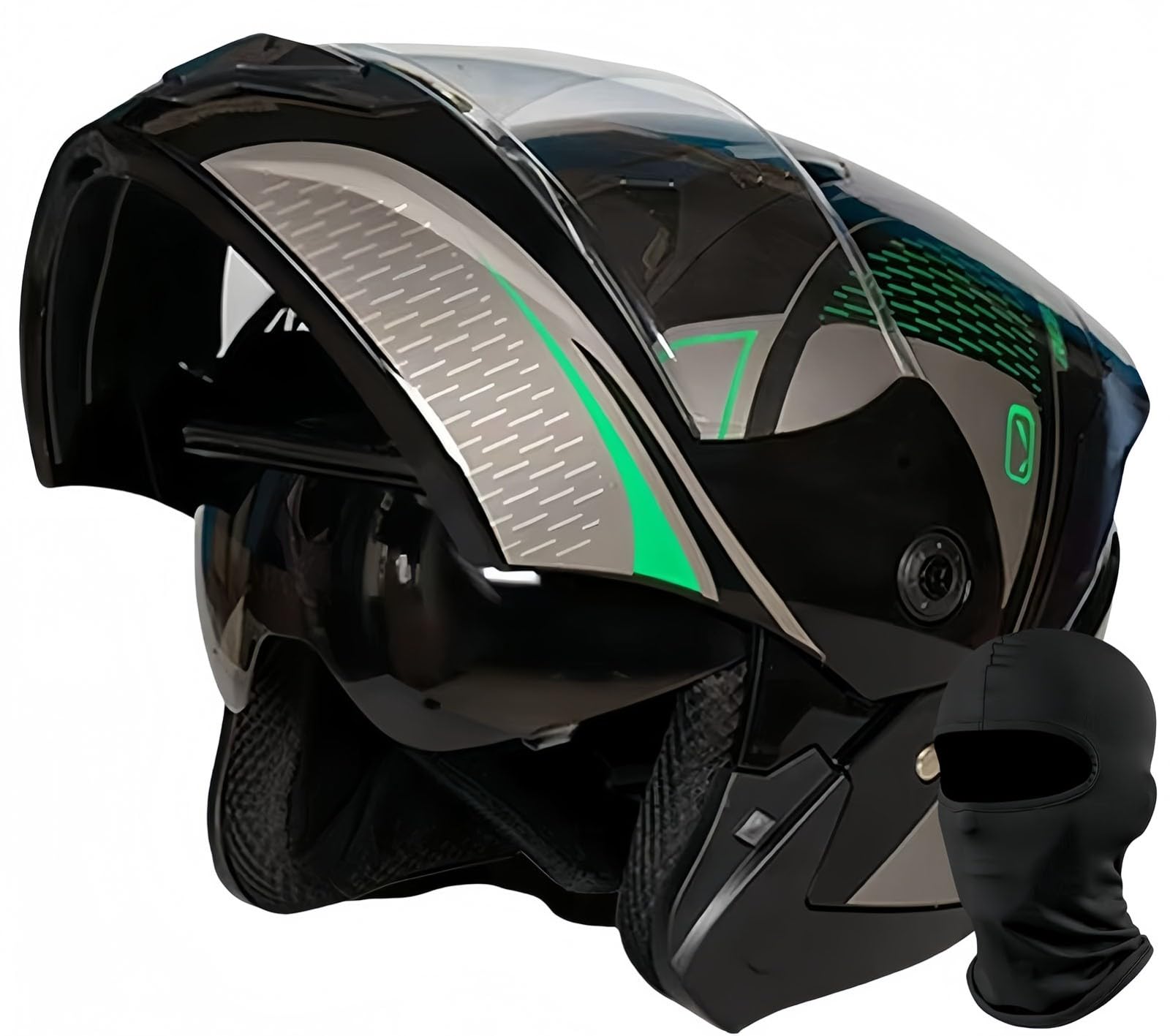 Modularer Motorradhelm, ECE-Geprüfter Klapphelm Mit Doppel-Antibeschlag-Visier, Integralhelm, Leicht, Für Männer Und Frauen B,54-60CM von BDBRHFG