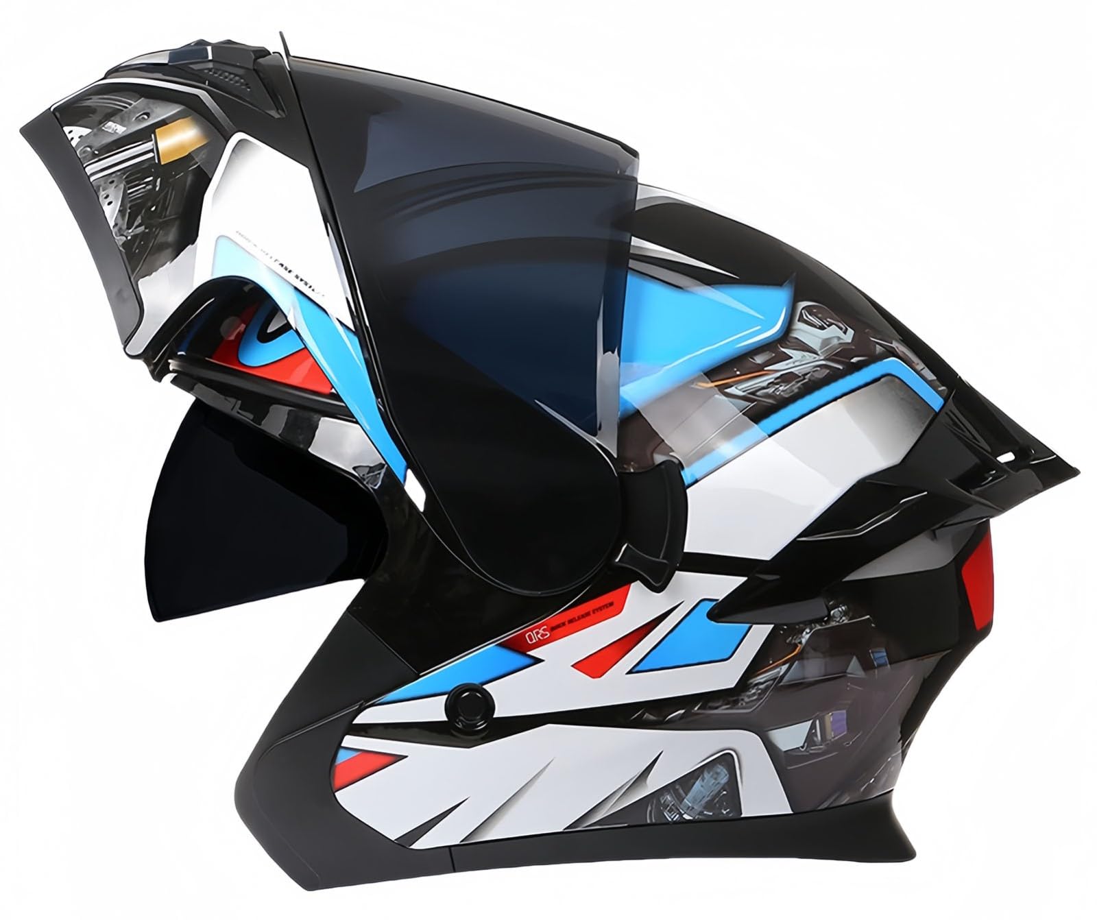 Modularer Motorradhelm, Hochklappbarer Fronthelm, ECE-Geprüft, Integrierte Doppelvisiere, Hochfeste Schale, Bequemer Und Atmungsaktiver Motorradhelm A,L59-60CM von BDBRHFG