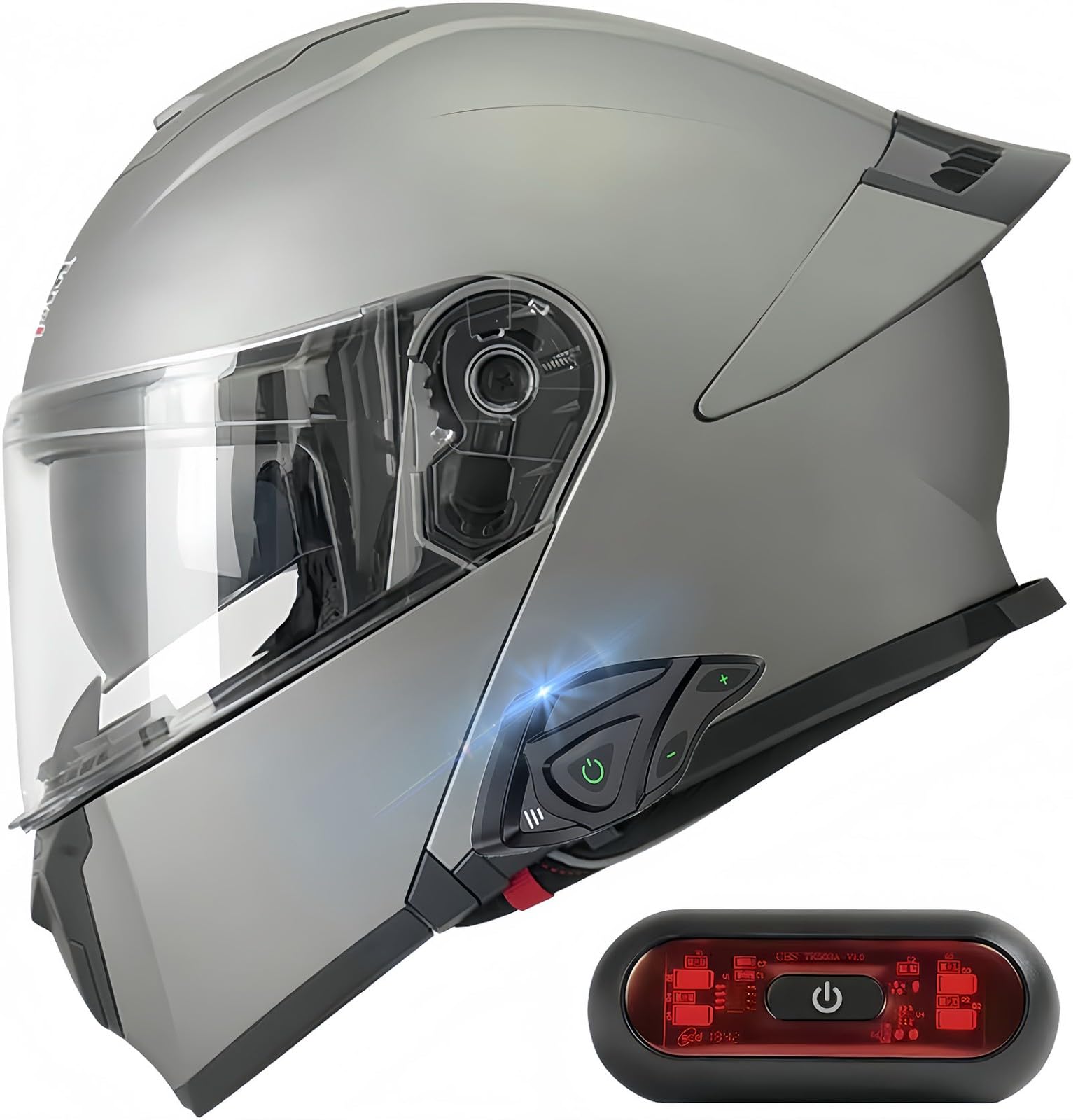 Modularhelm Bluetooth Motorrad Klapphelme Vorne ECE-Zertifizierter Helm Mit Doppelhelm-Lichtvisier, Herausnehmbares Futter Für Erwachsene Männer Frauen A,L59-60CM von BDBRHFG