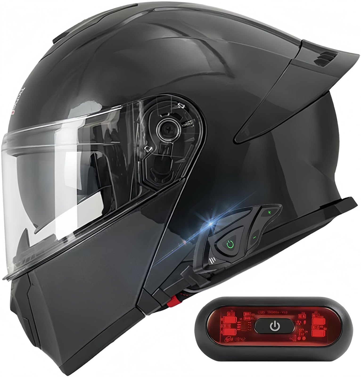 Modularhelm Bluetooth Motorrad Klapphelme Vorne ECE-Zertifizierter Helm Mit Doppelhelm-Lichtvisier, Herausnehmbares Futter Für Erwachsene Männer Frauen B,XXXL65-66CM von BDBRHFG