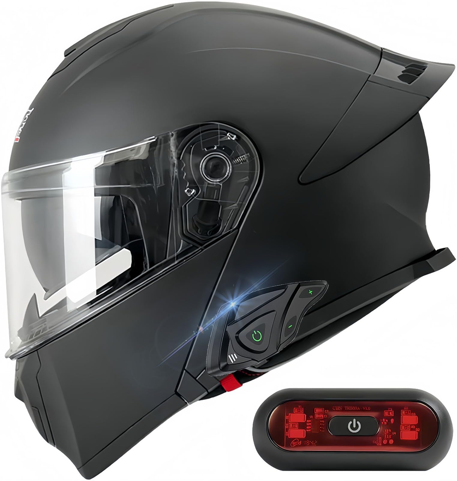 Modularhelm Bluetooth Motorrad Klapphelme Vorne ECE-Zertifizierter Helm Mit Doppelhelm-Lichtvisier, Herausnehmbares Futter Für Erwachsene Männer Frauen C,XL61-62CM von BDBRHFG