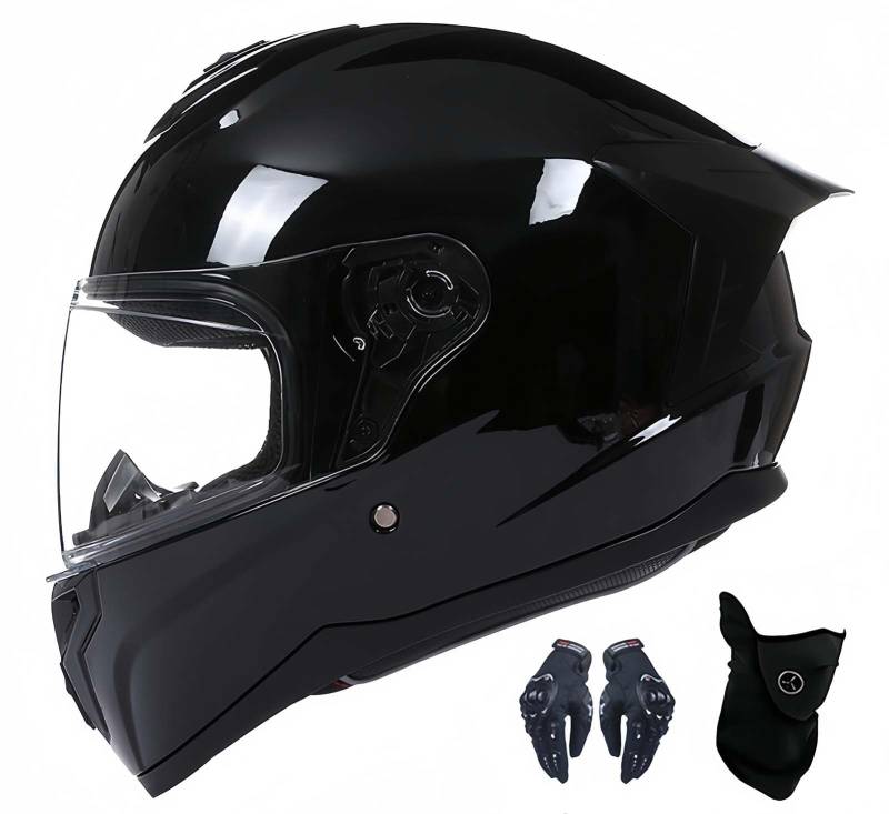 Motorradhelm, ECE-Zertifizierter Integralhelm Mit Sonnenblende, Rollerhelm, Mopedhelm, Modularer Integralhelm Für Damen Und Herren A,L58-59CM von BDBRHFG