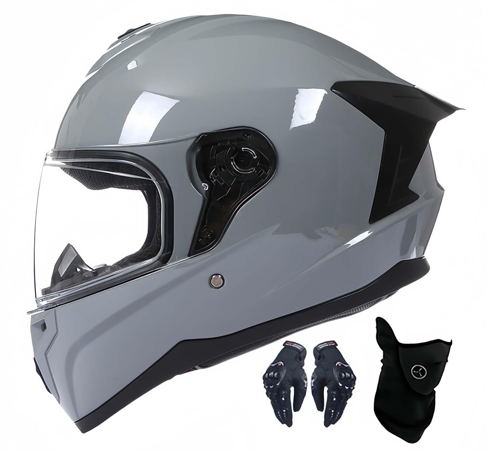 Motorradhelm, ECE-Zertifizierter Integralhelm Mit Sonnenblende, Rollerhelm, Mopedhelm, Modularer Integralhelm Für Damen Und Herren C,L58-59CM von BDBRHFG