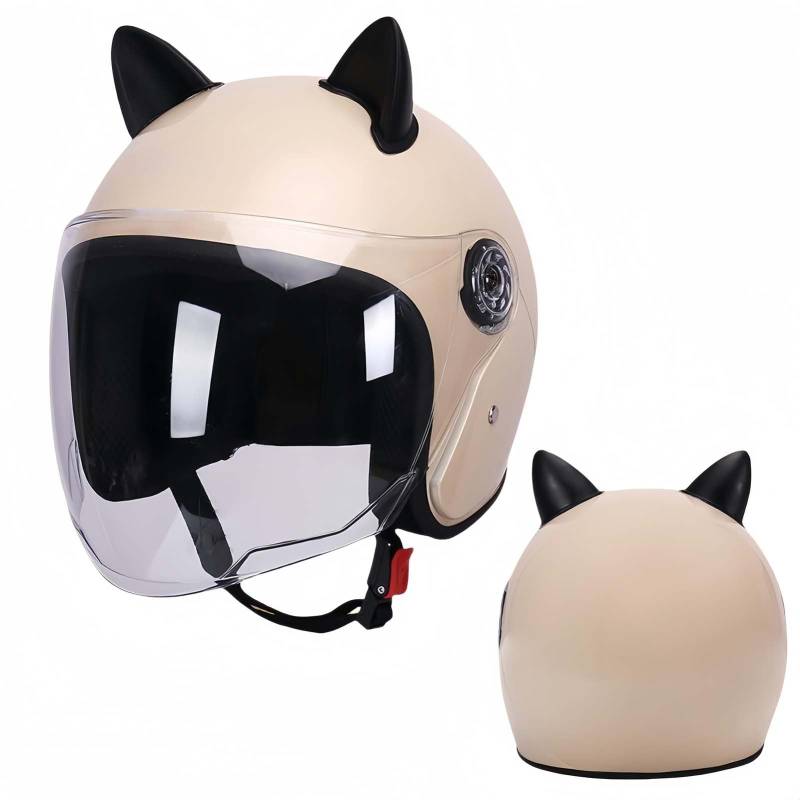 Motorradhelm, Jethelm, ECE-Zertifiziert, Thermofutter, Straßen-Motorradhelm Mit Visier, Für Männer Und Frauen A,55-60CM von BDBRHFG