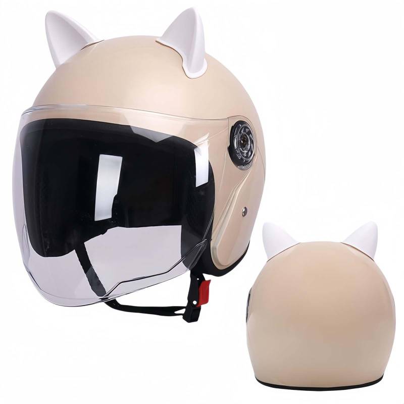 Motorradhelm, Jethelm, ECE-Zertifiziert, Thermofutter, Straßen-Motorradhelm Mit Visier, Für Männer Und Frauen B,55-60CM von BDBRHFG