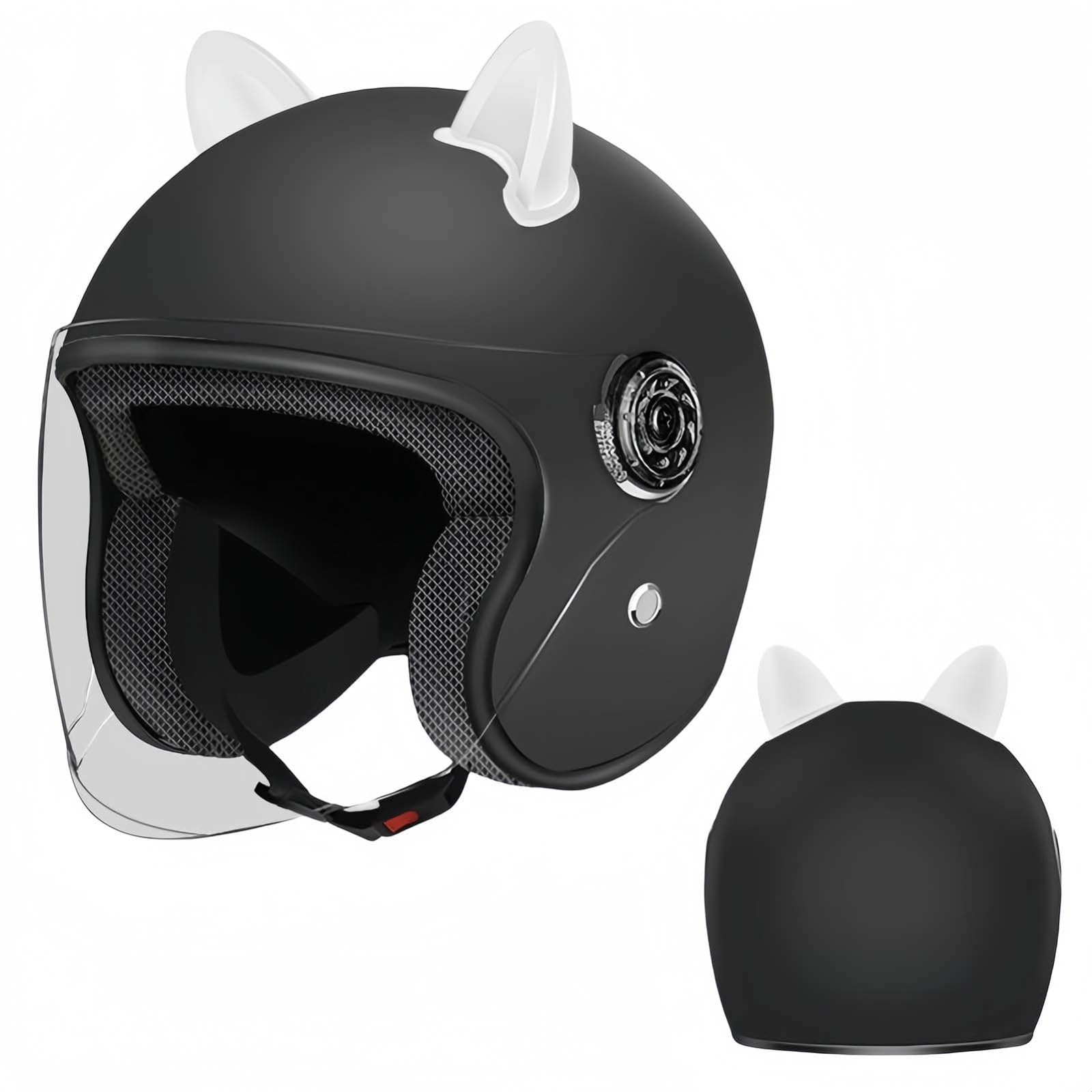 Motorradhelm, Jethelm, ECE-Zertifiziert, Thermofutter, Straßen-Motorradhelm Mit Visier, Für Männer Und Frauen E,55-60CM von BDBRHFG