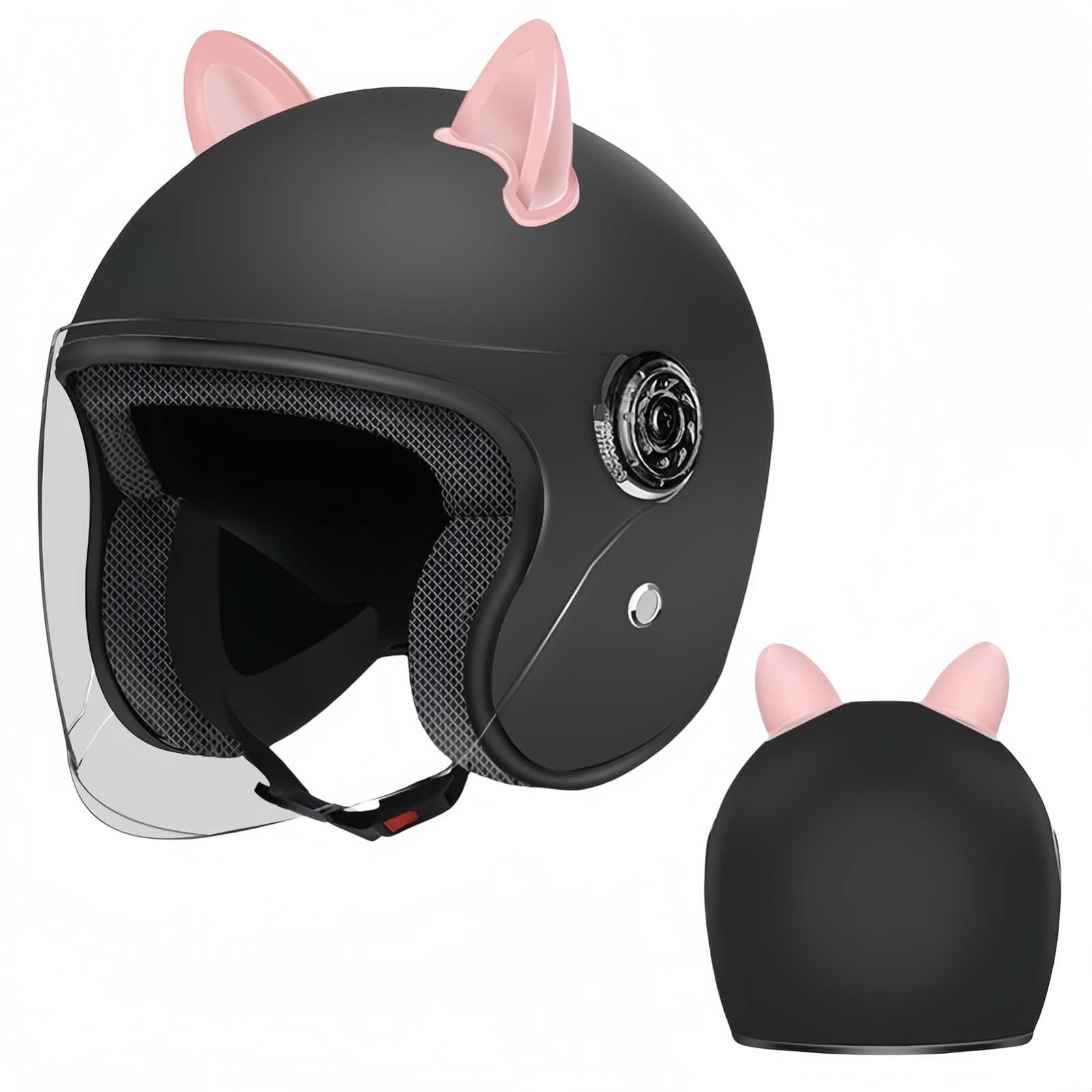 Motorradhelm, Jethelm, ECE-Zertifiziert, Thermofutter, Straßen-Motorradhelm Mit Visier, Für Männer Und Frauen F,55-60CM von BDBRHFG