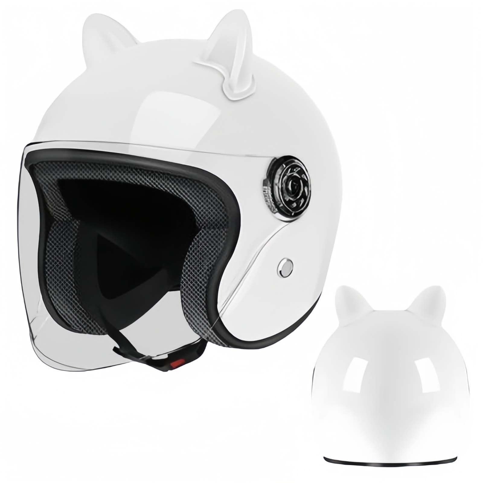 Motorradhelm, Jethelm, ECE-Zertifiziert, Thermofutter, Straßen-Motorradhelm Mit Visier, Für Männer Und Frauen G,55-60CM von BDBRHFG