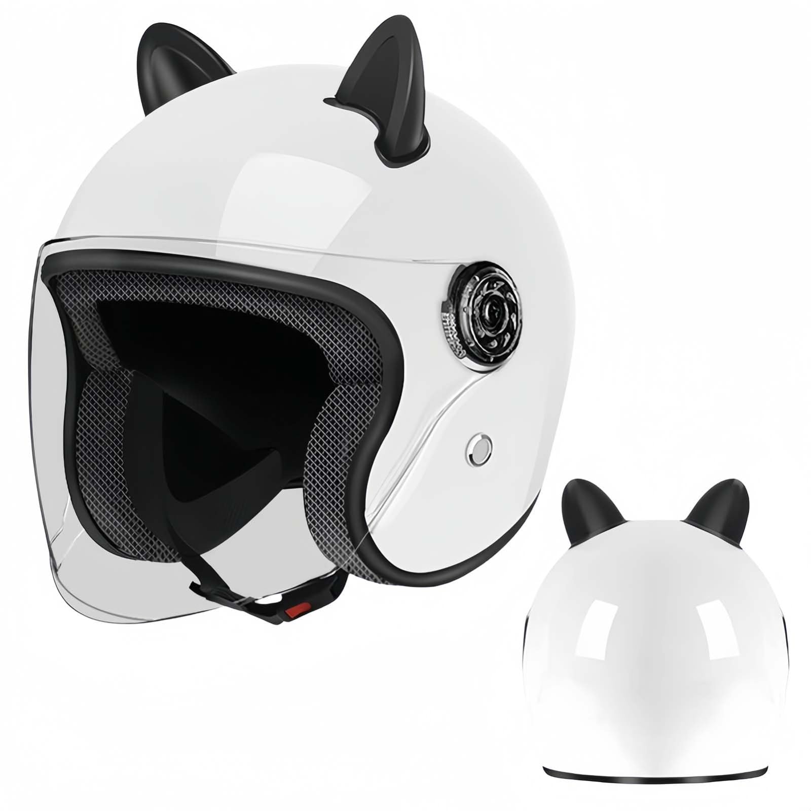 Motorradhelm, Jethelm, ECE-Zertifiziert, Thermofutter, Straßen-Motorradhelm Mit Visier, Für Männer Und Frauen R,55-60CM von BDBRHFG