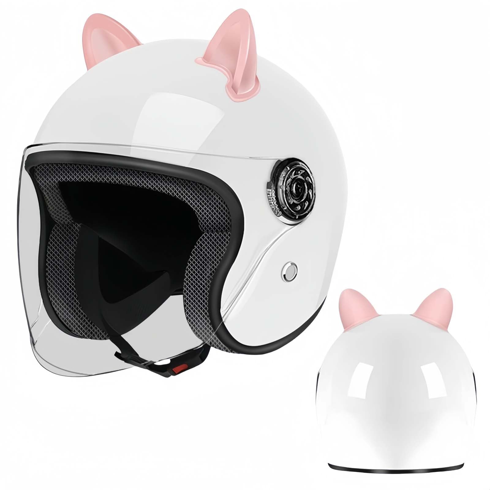 Motorradhelm, Jethelm, ECE-Zertifiziert, Thermofutter, Straßen-Motorradhelm Mit Visier, Für Männer Und Frauen T,55-60CM von BDBRHFG