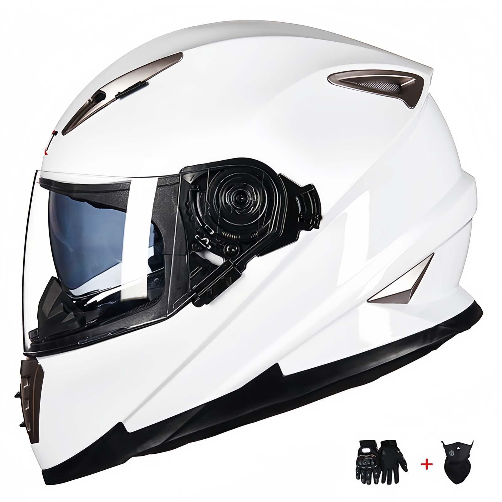 Motorradhelm Integralhelm Mit Maske ECE-Zertifizierter Integralhelm Herausnehmbares Innenfutter Unisex B,L56-57CM von BDBRHFG