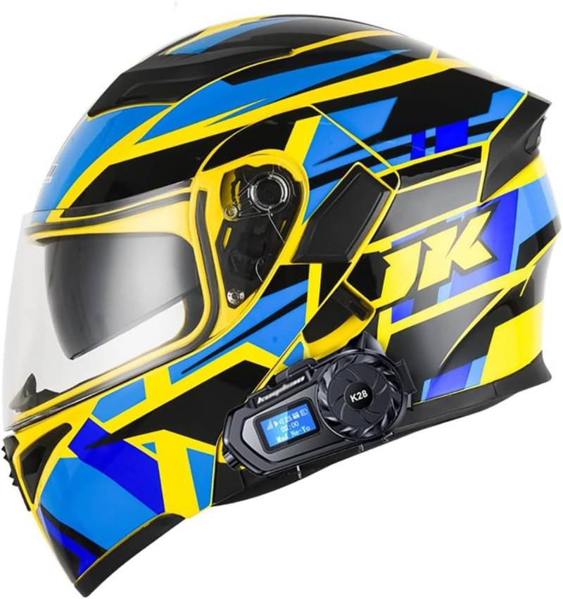 Motorradhelm Mit Bluetooth, Modularer Flip-Forward-Motorradhelm, ECE-Zugelassener, Hochklappbarer Integralhelm, Für Erwachsene, Männer Und Frauen A,XL61-62CM von BDBRHFG