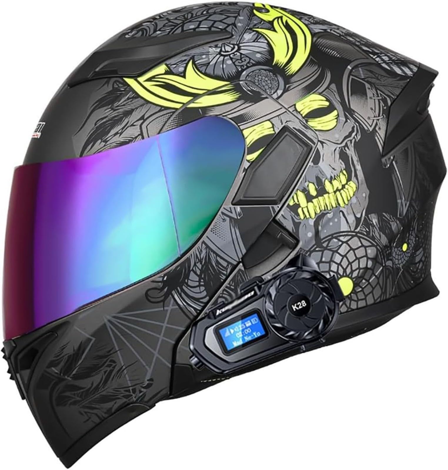 Motorradhelm Mit Bluetooth, Modularer Flip-Forward-Motorradhelm, ECE-Zugelassener, Hochklappbarer Integralhelm, Für Erwachsene, Männer Und Frauen B,L59-60CM von BDBRHFG